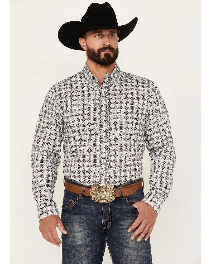Cinch Men's Medallion Print Long Sleeve Button-Down Western Shirt