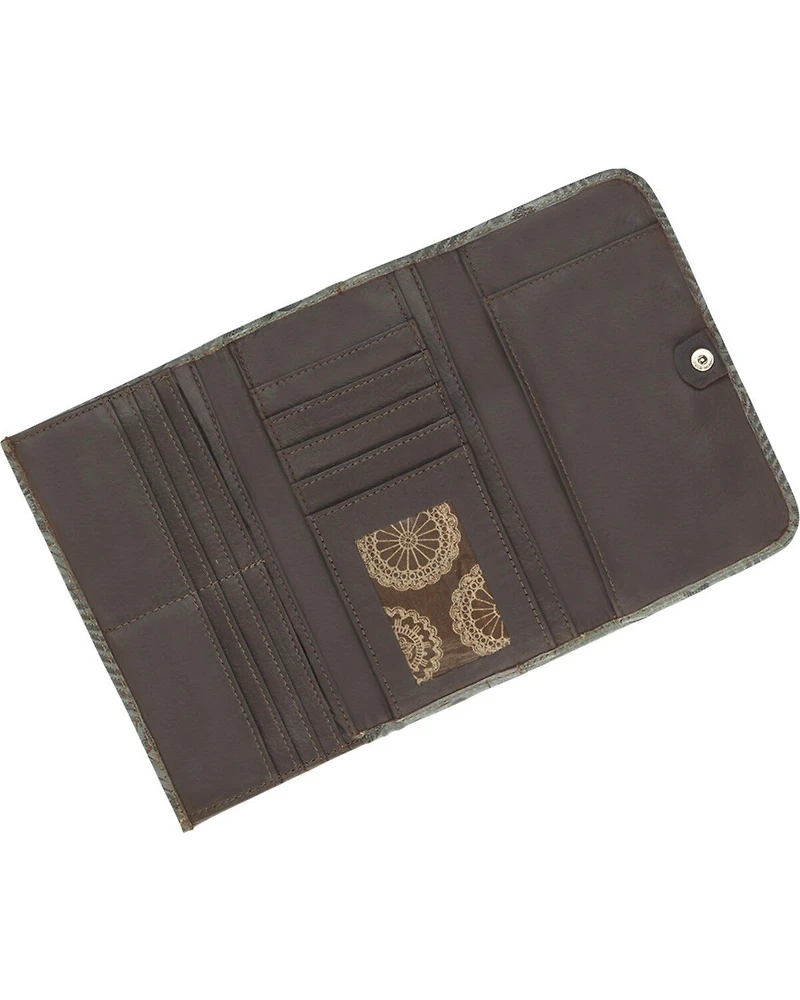 American West Women's Tooled Tri-Fold Wallet