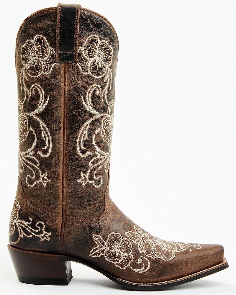 Shyanne Women's Lasy Floral Embroidered Western Boots - Snip Toe