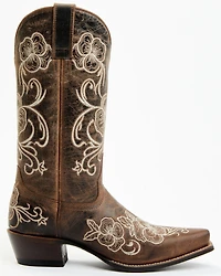 Shyanne Women's Lasy Floral Embroidered Western Boots - Snip Toe
