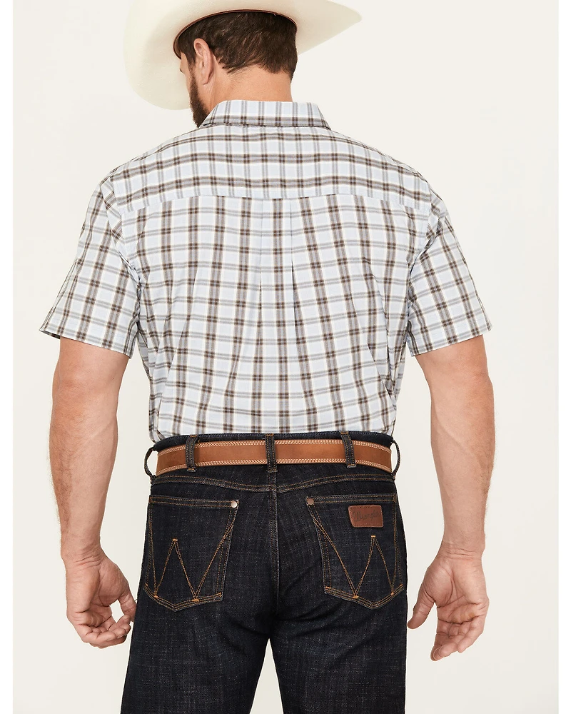 Cody James Men's Bryce Plaid Print Short Sleeve Button-Down Stretch Western Shirt