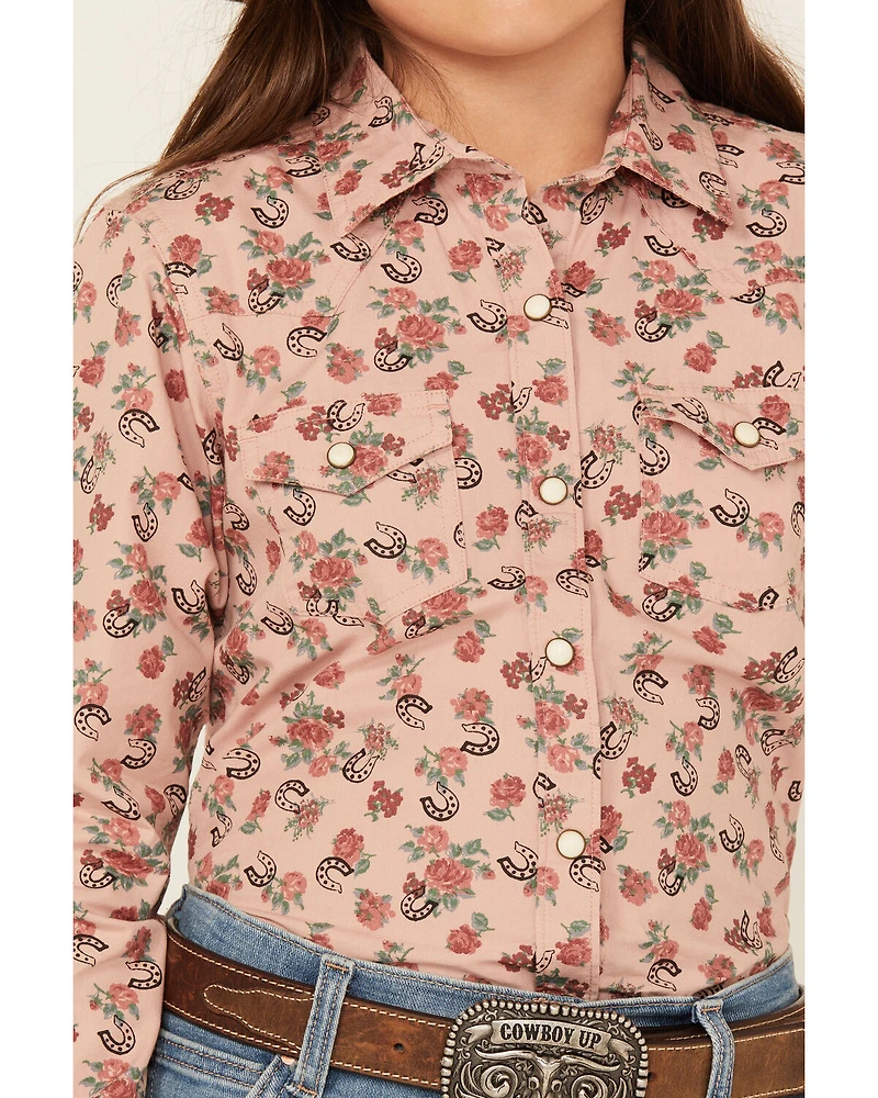 Ariat Girls' Floral Print Long Sleeve Snap Western Shirt