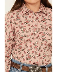 Ariat Girls' Floral Print Long Sleeve Snap Western Shirt