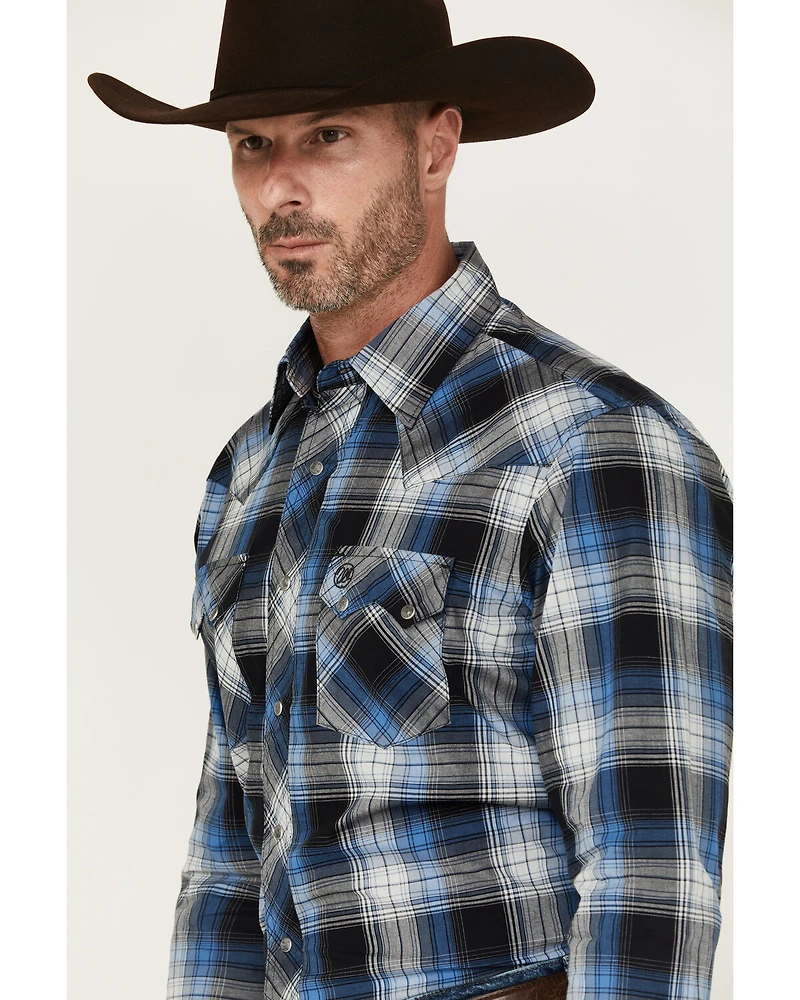 Wrangler Retro Men's Plaid Print Long Sleeve Snap Western Shirt