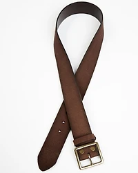 Brothers and Sons Men's Brass Buckle & Roughout Leather Belt