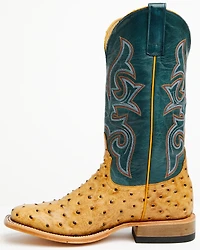 Horse Power Men's Saddle Ranch Ostrich Print Tall Western Boots - Broad Square Toe