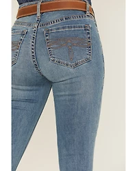 Rock & Roll Denim Women's Medium Wash Mid Rise Boot Stitch Bootcut Stretch Jeans