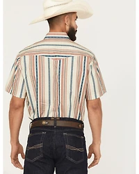 Roper Men's West Made Southwestern Striped Short Sleeve Pearl Snap Western Shirt