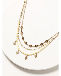 Shyanne Women's Yellow & Gold Beaded Diamond Charm Layered Necklace
