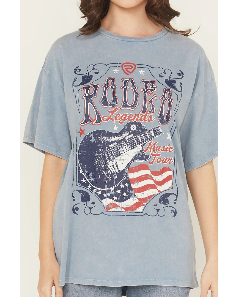 Rock & Roll Denim Women's Rodeo Guitar Short Sleeve Graphic Tee