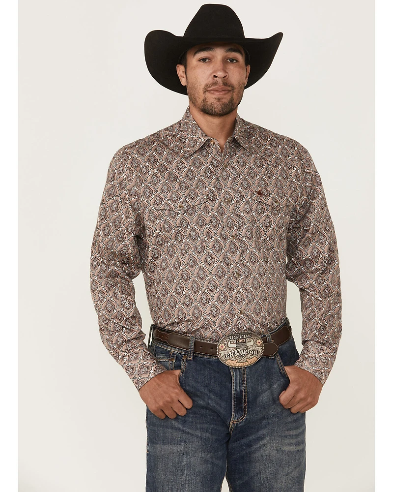 Rodeo Clothing Men's Paisley Print Long Sleeve Snap Western Shirt