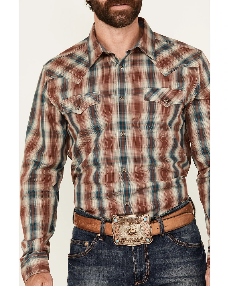 Cody James Men's Ricardo Plaid Print Long Sleeve Snap Western Shirt