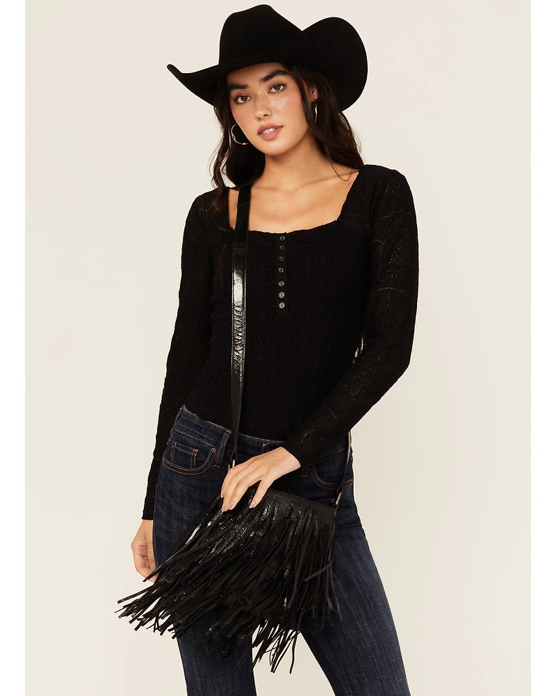 Idyllwind Women's Camarillo Metallic Fringe Suede Crossbody Bag