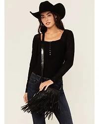 Idyllwind Women's Camarillo Metallic Fringe Suede Crossbody Bag
