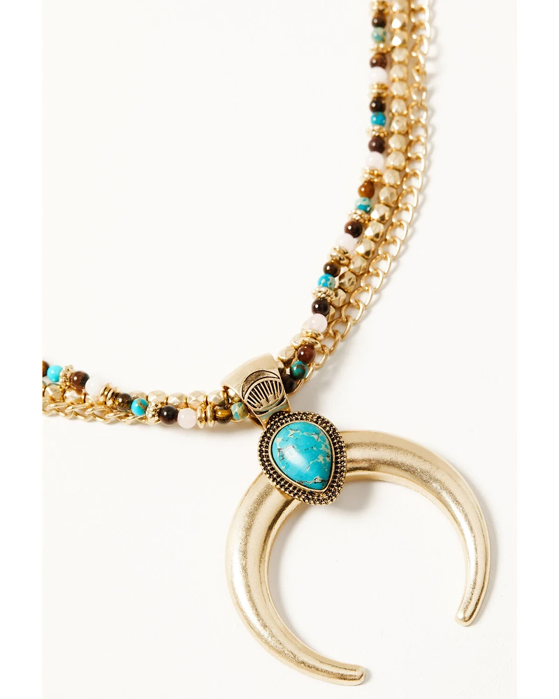 Shyanne Women's Golden Hour Crescent Three-Strand Necklace