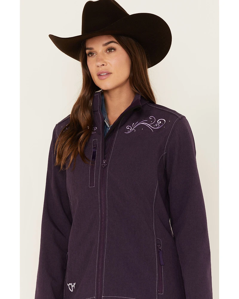 Cowgirl Hardware Women's Filigree Embroidered Emblem Softshell Jacket
