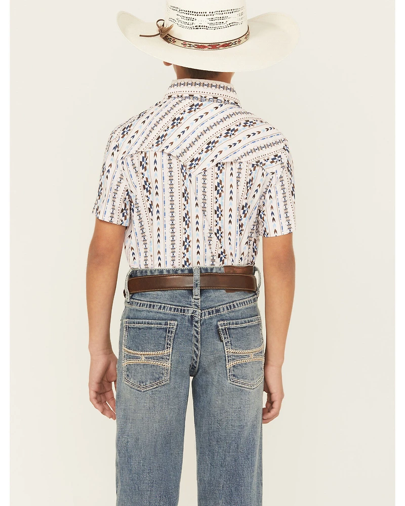 Rock & Roll Denim Boys' Southwestern Print Short Sleeve Button-Down Polo