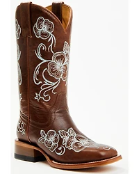 Shyanne Women's Lasy Floral Embroidered Western Boots - Broad Square Toe