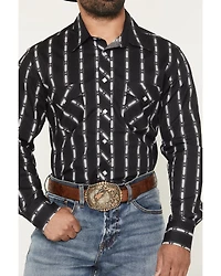Rock & Roll Denim Men's Striped Print Long Sleeve Snap Stretch Western Shirt