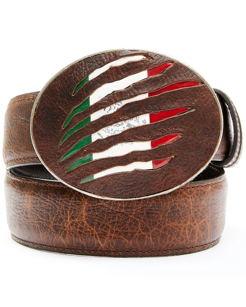 Cody James Men's Mexican Flag Slash Leather Belt