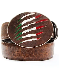 Cody James Men's Mexican Flag Slash Leather Belt