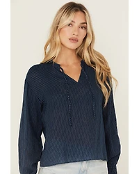 Cleo + Wolf Women's Striped Long Sleeve Peasant Top