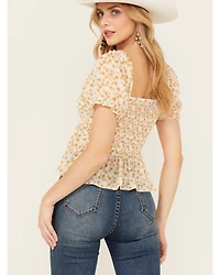 Ash & Violet Women's Floral Smocked Top