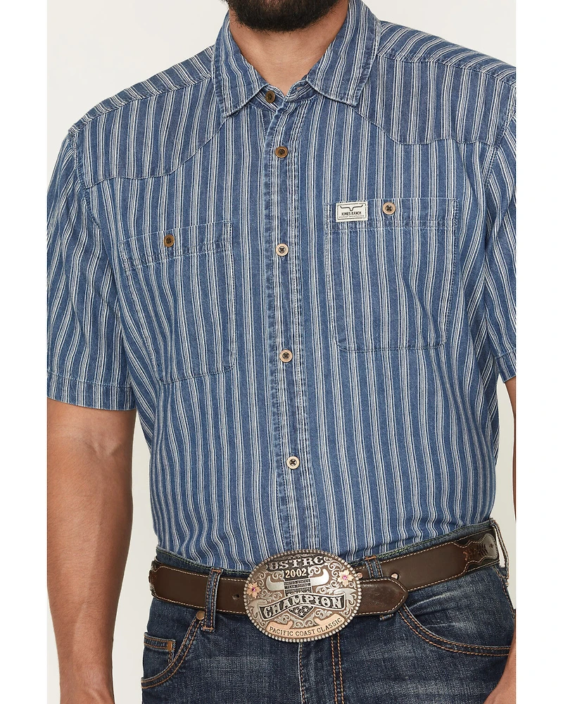 Kimes Ranch Men's Shifter Striped Print Short Sleeve Button-Down Western Shirt