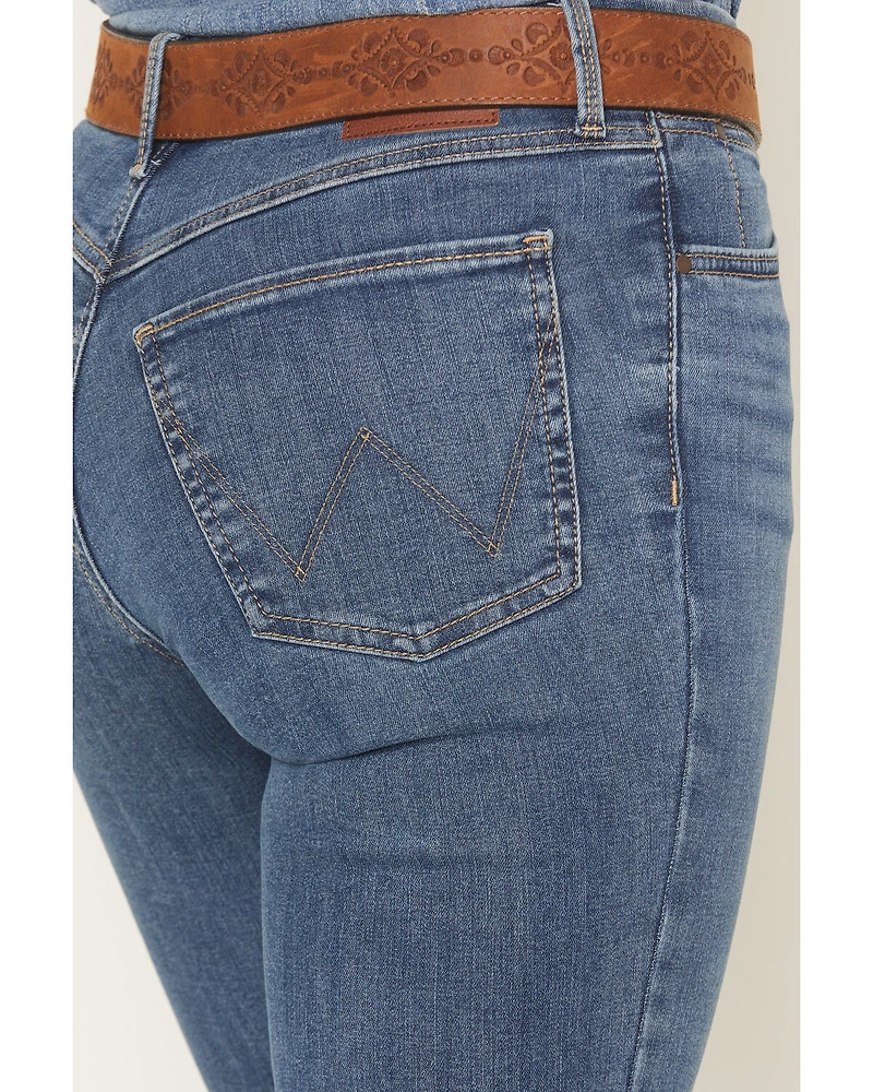 Wrangler Women's Bespoke Elsie Medium Wash High Rise Flare Stretch Denim Jeans