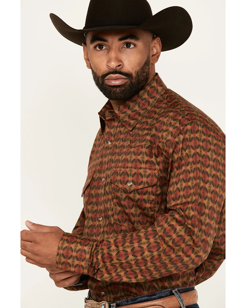Wrangler 20X Men's Geo Print Long Sleeve Snap Stretch Western Shirt