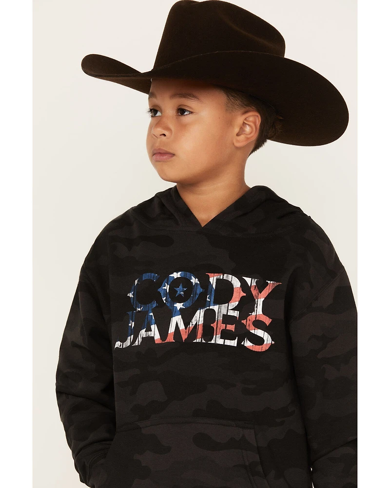 Cody James Boys' Flag Logo Camo Hooded Sweatshirt
