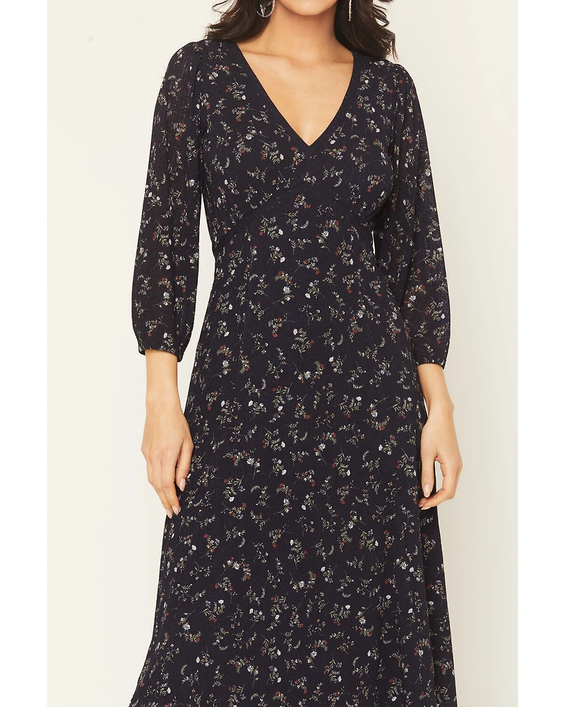 Idyllwind Women's Partner DItsy Floral Print Long Sleeve Midi Dress