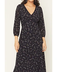 Idyllwind Women's Partner DItsy Floral Print Long Sleeve Midi Dress