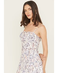Lovestitch Women's Multicolored Leopard Print Sleeveless Midi Dress