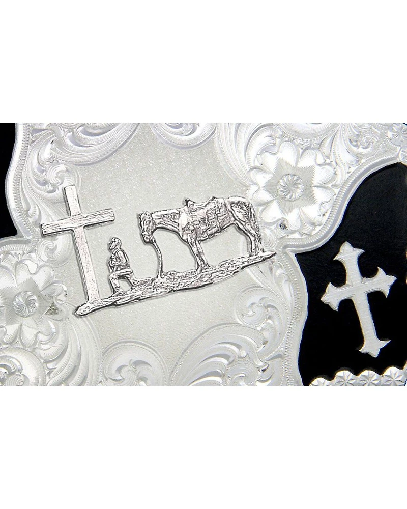 Montana Silversmiths Cross and Christian Cowboy Belt Buckle