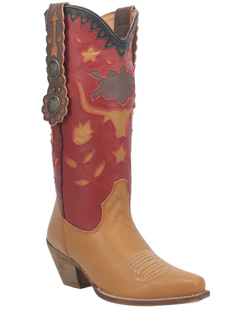 Dingo Women's Love Rocks Leather Underlay Western Boot - Snip Toe