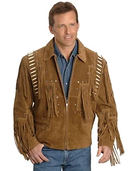 Liberty Wear Bone Fringed Leather Jacket