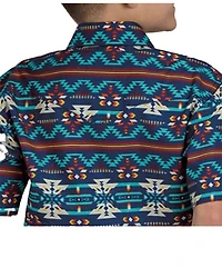 Roper Boys' Southwestern Striped Short Sleeve Snap Western Shirt