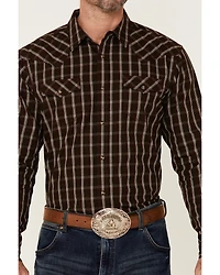 Moonshine Spirit Men's Mahogany Plaid Long Sleeve Snap Western Shirt
