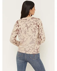 Originality Women's Cow Print Button-Down Cardigan
