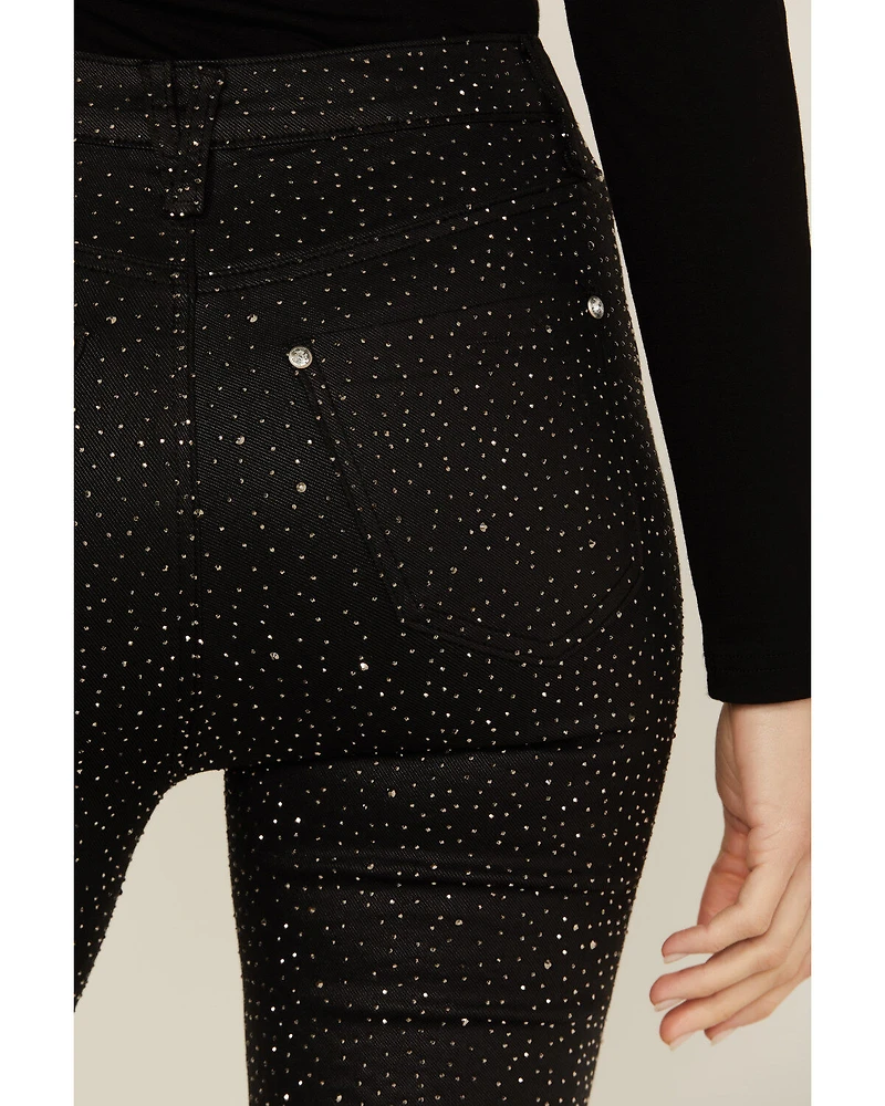 Vibrant Denim Women's Rhinestone High Rise Bootcut Jeans