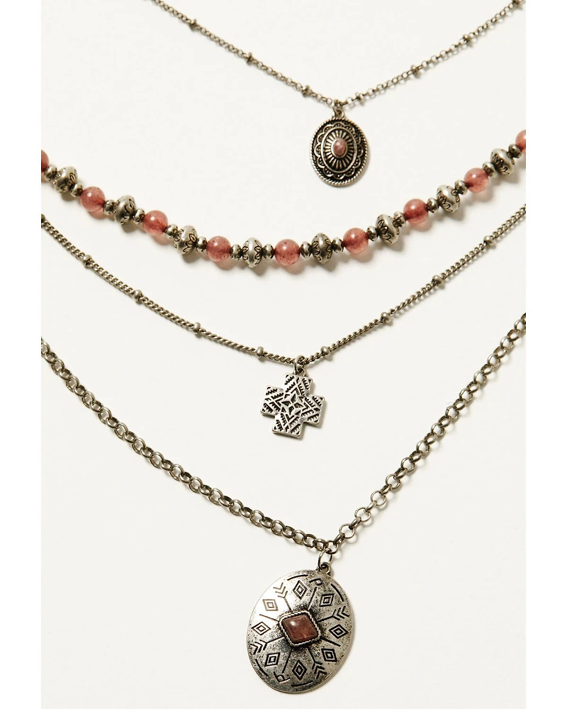 Shyanne Women's Strawberry Skies Layered Beaded Statement Necklace
