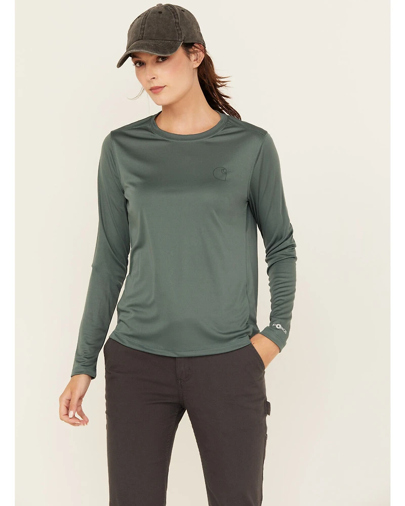 Carhartt Women's Force Sun Defender Logo Relaxed Fit Long Sleeve Graphic Tee