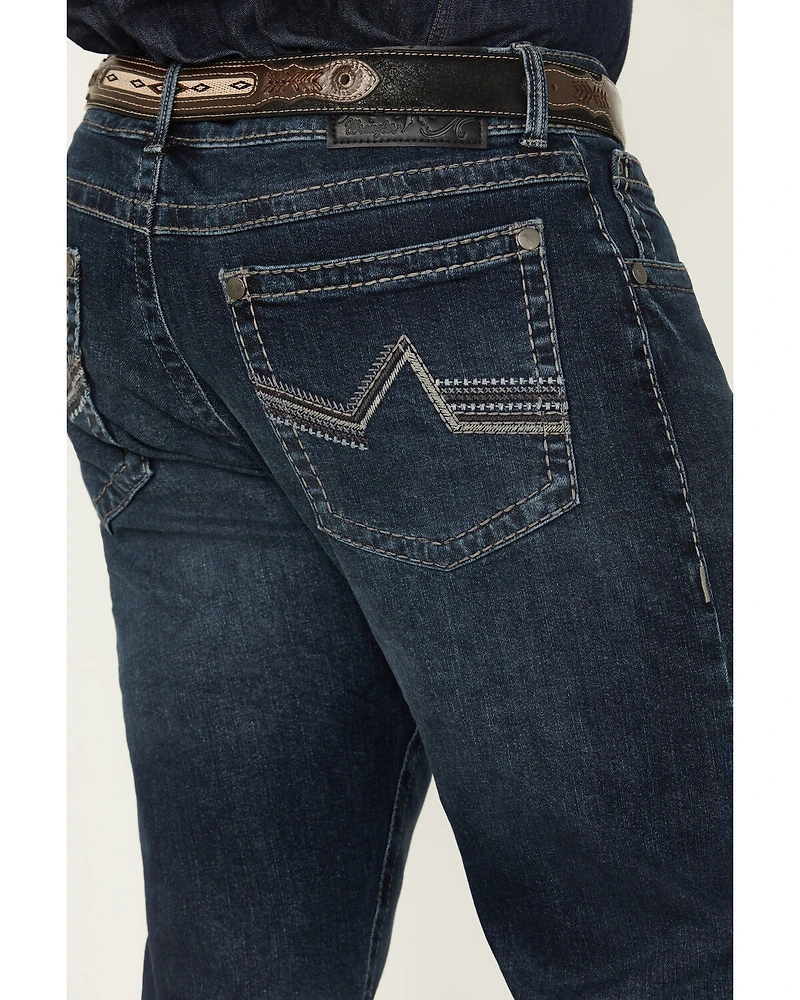 Rock 47 by Wrangler Men's Victor Dark Wash Slim Straight Stretch Denim Jeans