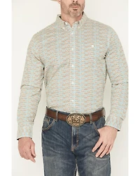 RANK 45® Men's Six Shooter Geo Print Long Sleeve Button-Down Stretch Western Shirt