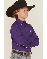 Cinch Boys' Solid Long Sleeve Button-Down Western Shirt