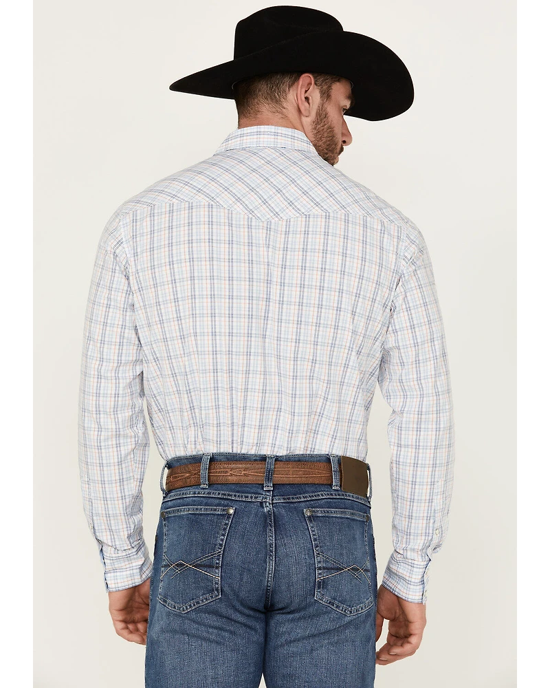 Wrangler 20X Men's Plaid Print Long Sleeve Pearl Snap Stretch Western Shirt