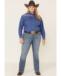 Rough Stock by Panhandle Women's Carrigan Plaid Print Long Sleeve Western Shirt - Plus