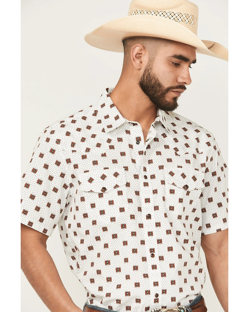 Gibson Trading Co Men's Barn Door Southwestern Print Short Sleeve Snap Stretch Western Shirt