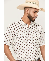 Gibson Trading Co Men's Barn Door Southwestern Print Short Sleeve Snap Stretch Western Shirt